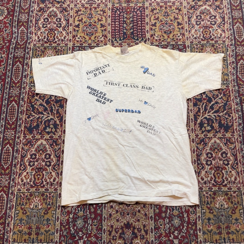 VTG 90s Oneita Power-T Worlds Greatest Dad T-Shirt XL Single Stitch Made‎ in USA
